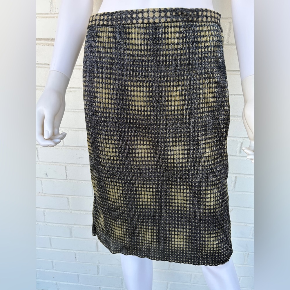Vivienne Tam Accordion Skirt Black Gold Mesh Size 2